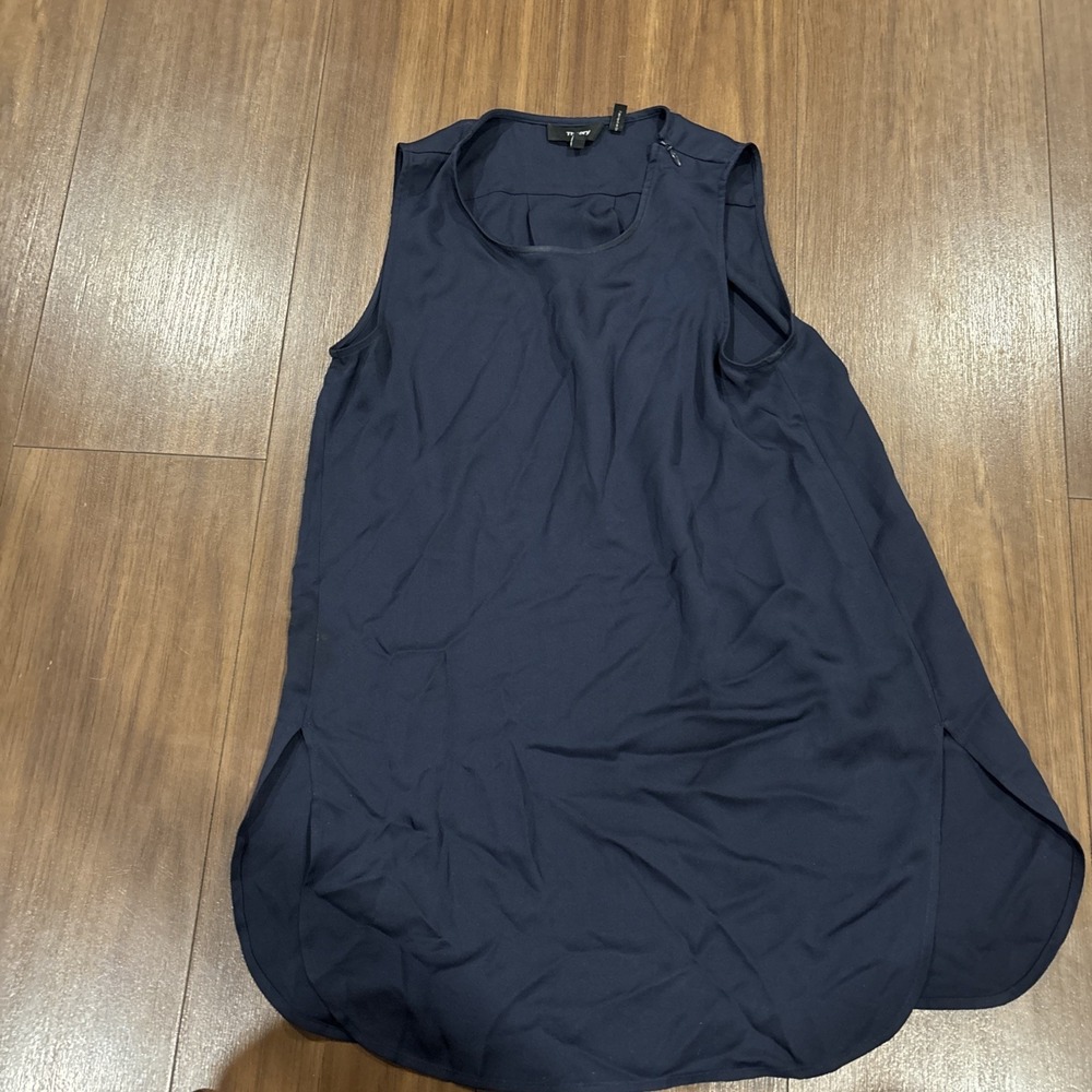 Theory Navy Blue Silk Sleeveless Tank Top Blouse Women's Size S Small Shell